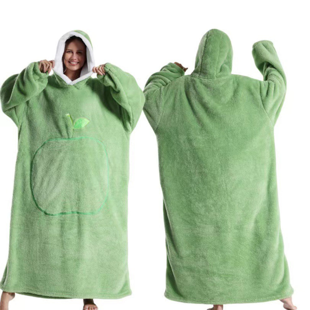 140cm Unisex Hoodie Blanket Hooded Oversized Wearable Throw Blanket Green