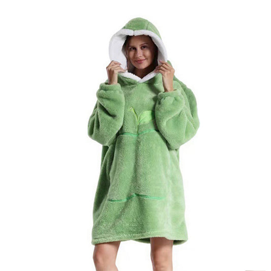 90cm Unisex Hoodie Blanket Hooded Oversized Wearable Throw Blanket Green
