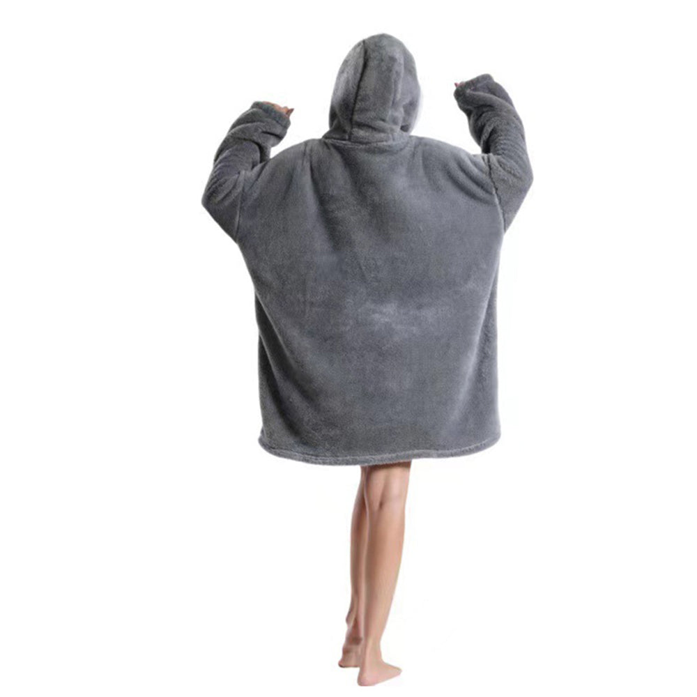 90cm Unisex Hoodie Blanket Hooded Oversized Wearable Throw Blanket Light Grey