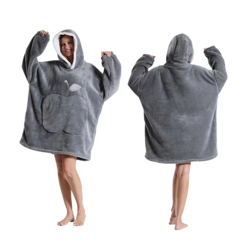 90cm Unisex Hoodie Blanket Hooded Oversized Wearable Throw Blanket Light Grey