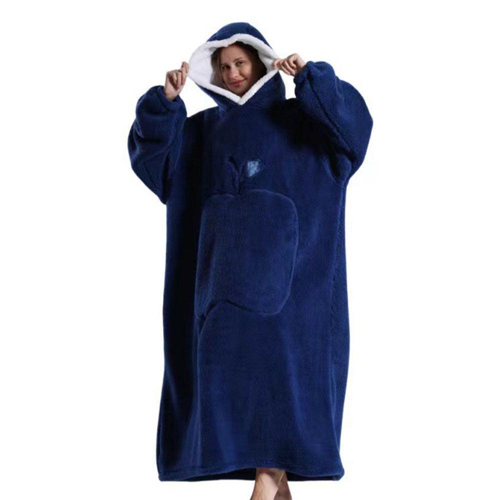 140cm Unisex Hoodie Blanket Hooded Oversized Wearable Throw Blanket Navy Blue