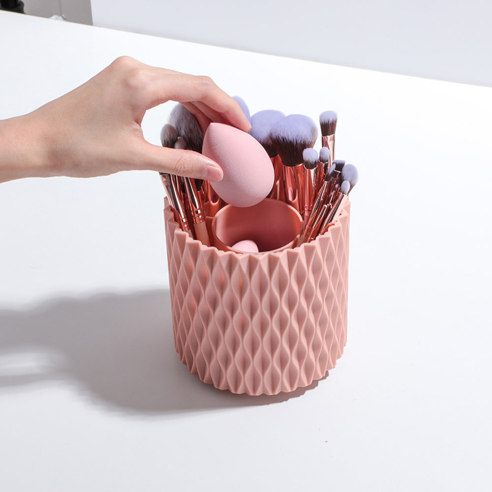 18Pcs Makeup Brushes Set with Makeup Sponges and Storage Bucket Pink