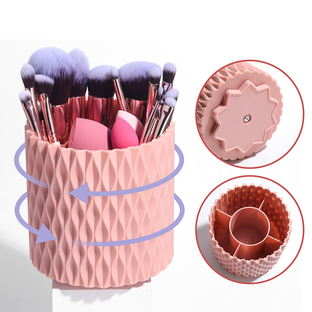 18Pcs Makeup Brushes Set with Makeup Sponges and Storage Bucket Pink