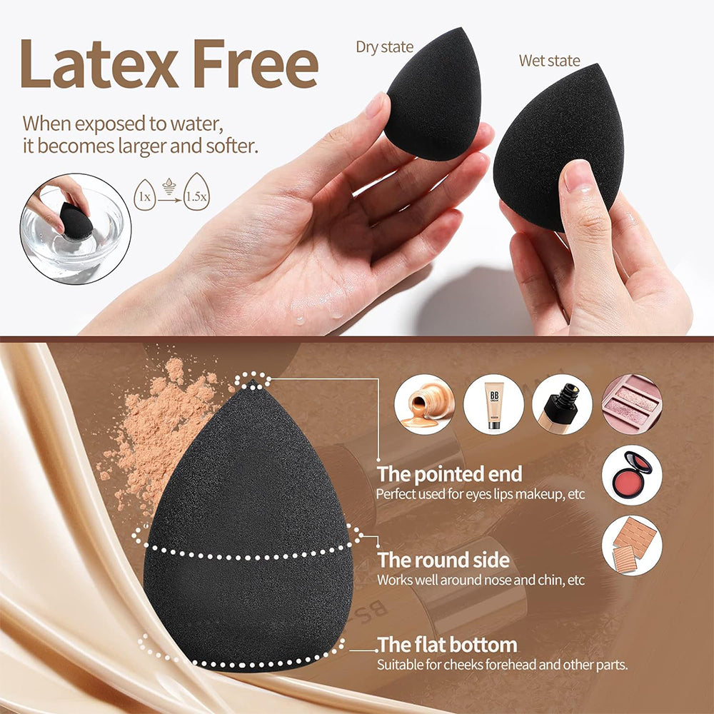 18Pcs Makeup Brushes Set with Makeup Sponges and Storage Bucket Grey