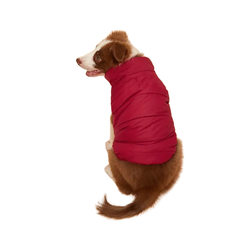 Dog Warm Coat Thickened Padded Windbreaker Vest Jacket Winter Wine Red 2XL