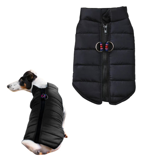 Dog Jacket Padded Pet Clothes with Zipper Warm Vest Coat Winter Black L
