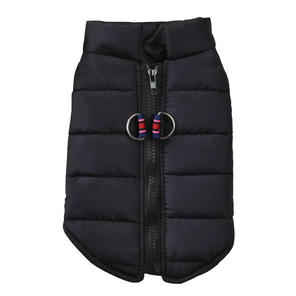 Dog Jacket Padded Pet Clothes with Zipper Warm Vest Coat Winter Black L