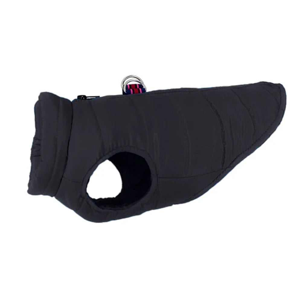Dog Jacket Padded Pet Clothes with Zipper Warm Vest Coat Winter Black L