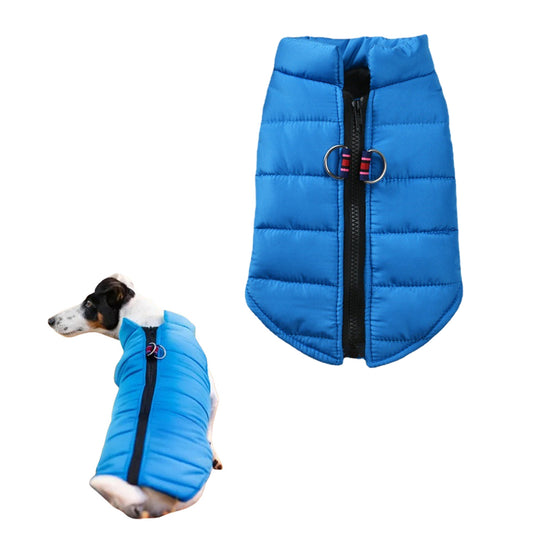 Dog Jacket Padded Pet Clothes with Zipper Warm Vest Coat Winter Blue 2XL