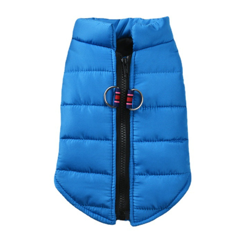 Dog Jacket Padded Pet Clothes with Zipper Warm Vest Coat Winter Blue 2XL