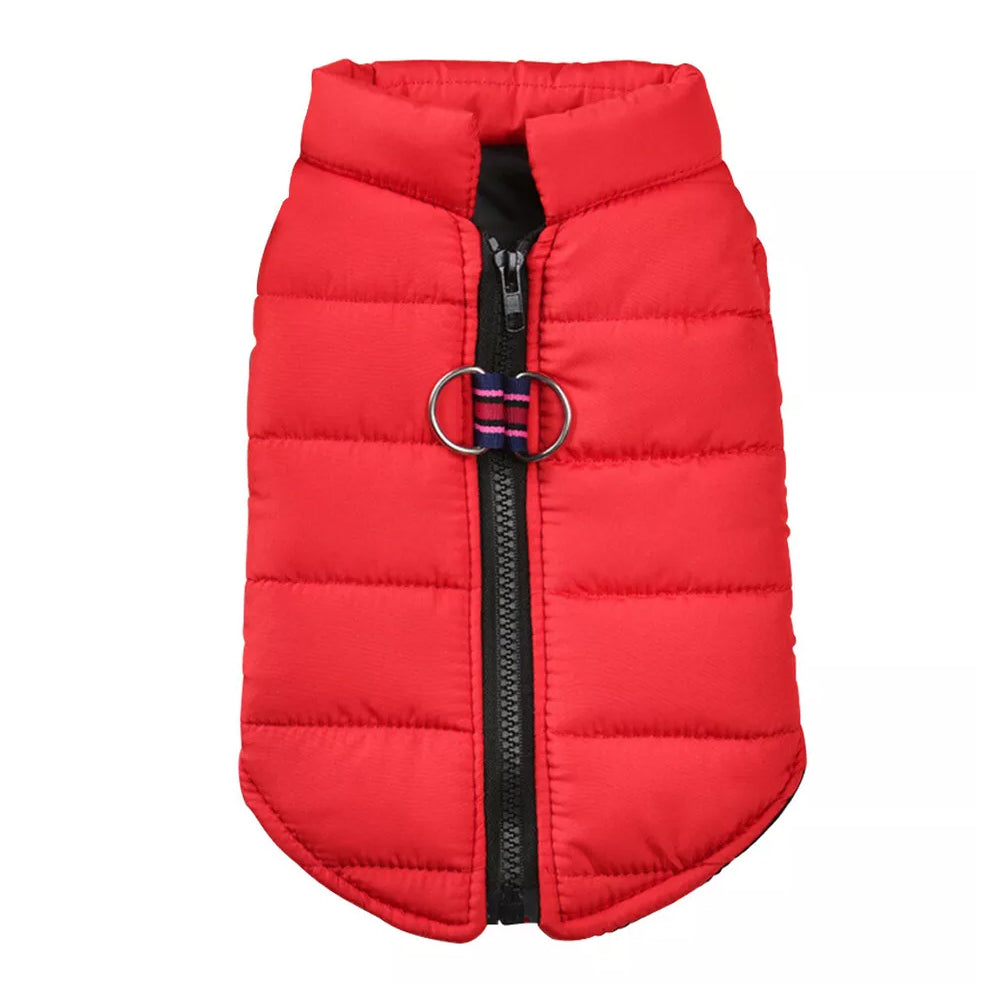 Dog Jacket Padded Pet Clothes with Zipper Warm Vest Coat Winter Red L