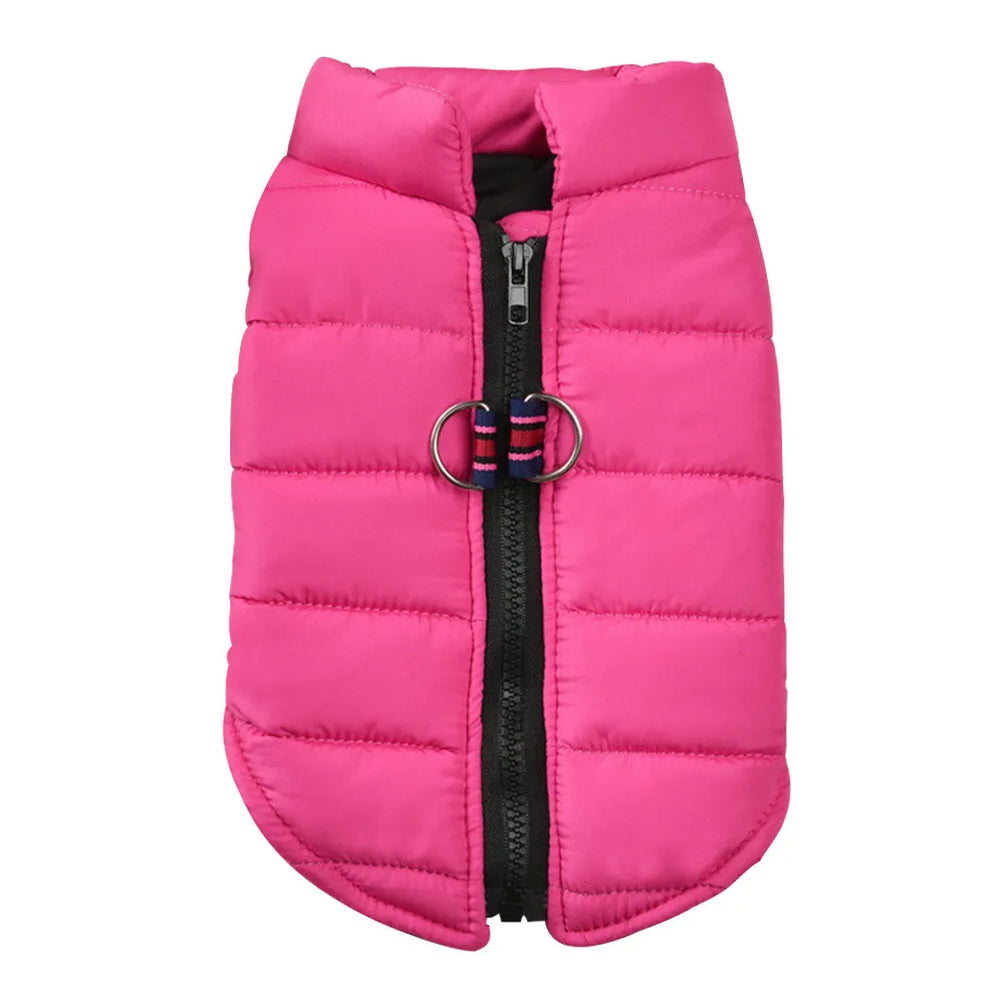 Dog Jacket Padded Pet Clothes with Zipper Warm Vest Coat Winter Rose Red XL