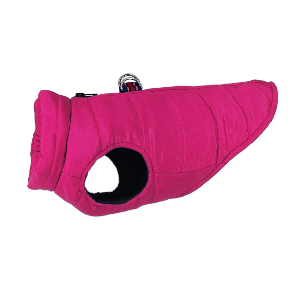 Dog Jacket Padded Pet Clothes with Zipper Warm Vest Coat Winter Rose Red XL