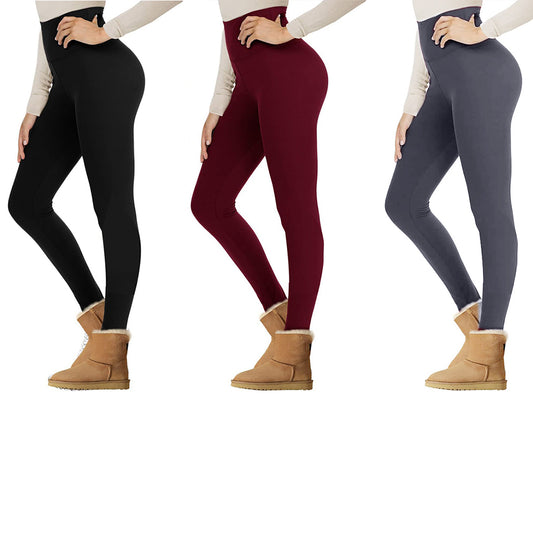 3Pcs Women's Fleece Lined Leggings Tummy Control Thermal Warm Stretchy Soft 4XL