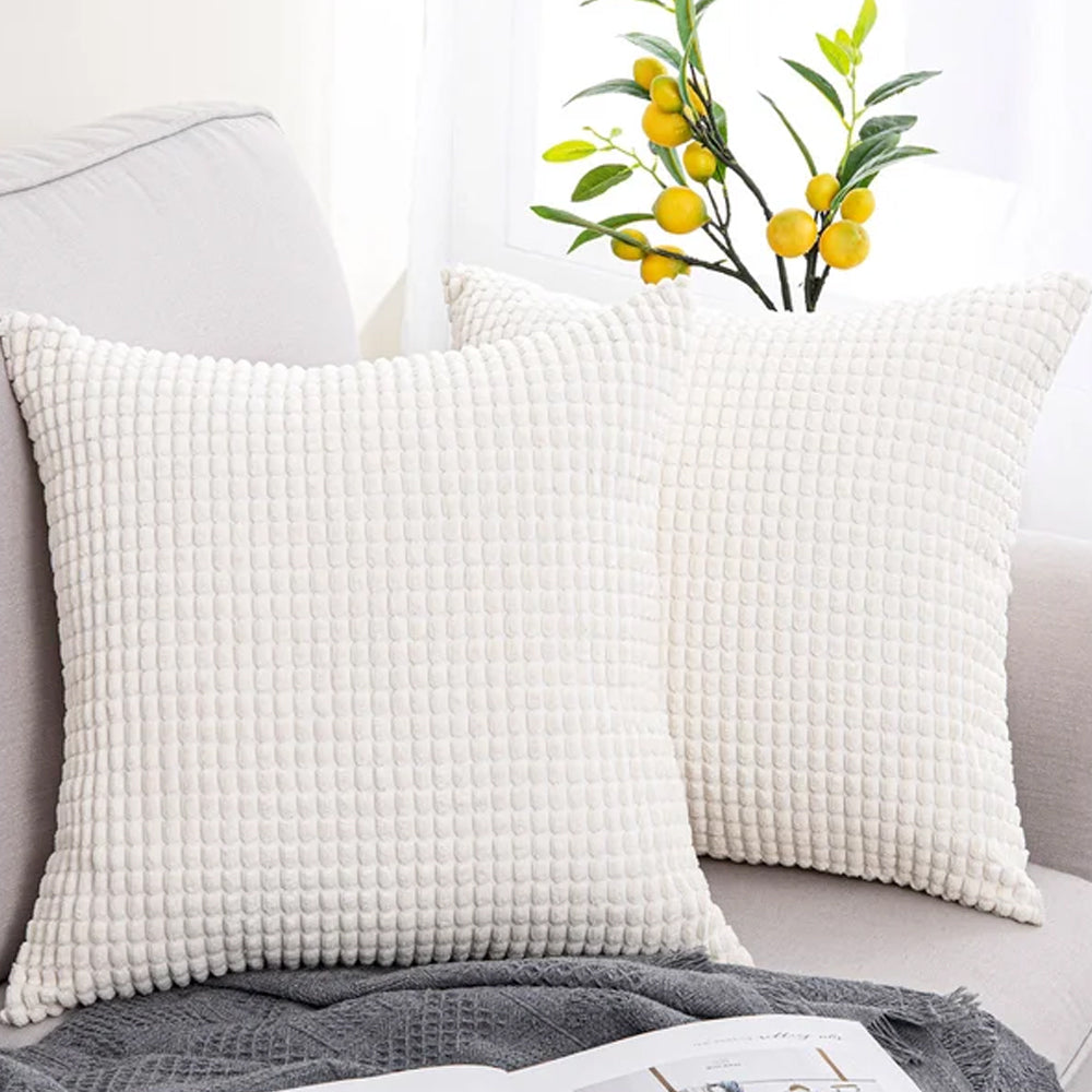 45x45cm Corduroy Cushion Cover Plush Lounge Pillow Case Home Decor Beige