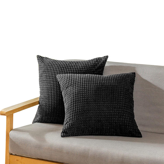 45x45cm Corduroy Cushion Cover Plush Lounge Pillow Case Home Decor Black