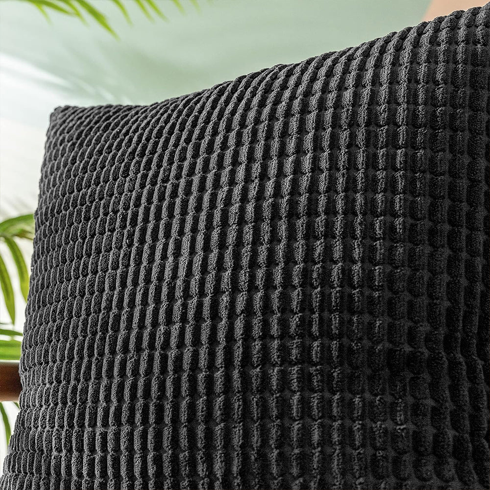 45x45cm Corduroy Cushion Cover Plush Lounge Pillow Case Home Decor Black