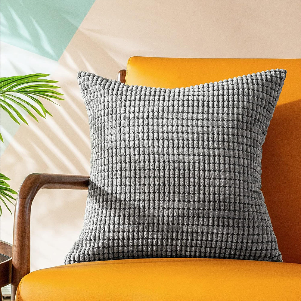 45x45cm Corduroy Cushion Cover Plush Lounge Pillow Case Home Decor Dark Grey