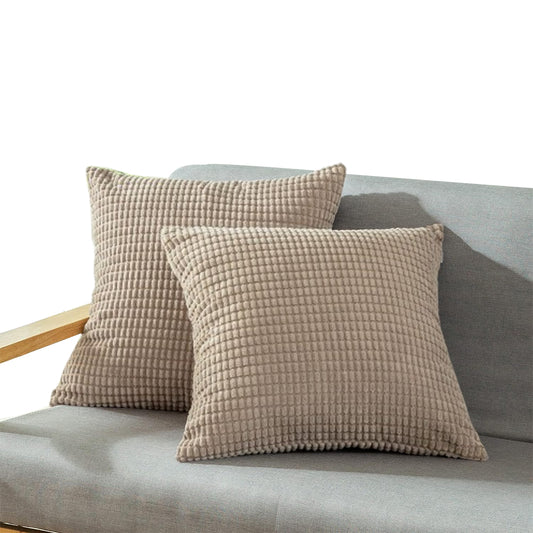 45x45cm Corduroy Cushion Cover Plush Lounge Pillow Case Home Decor Khaki