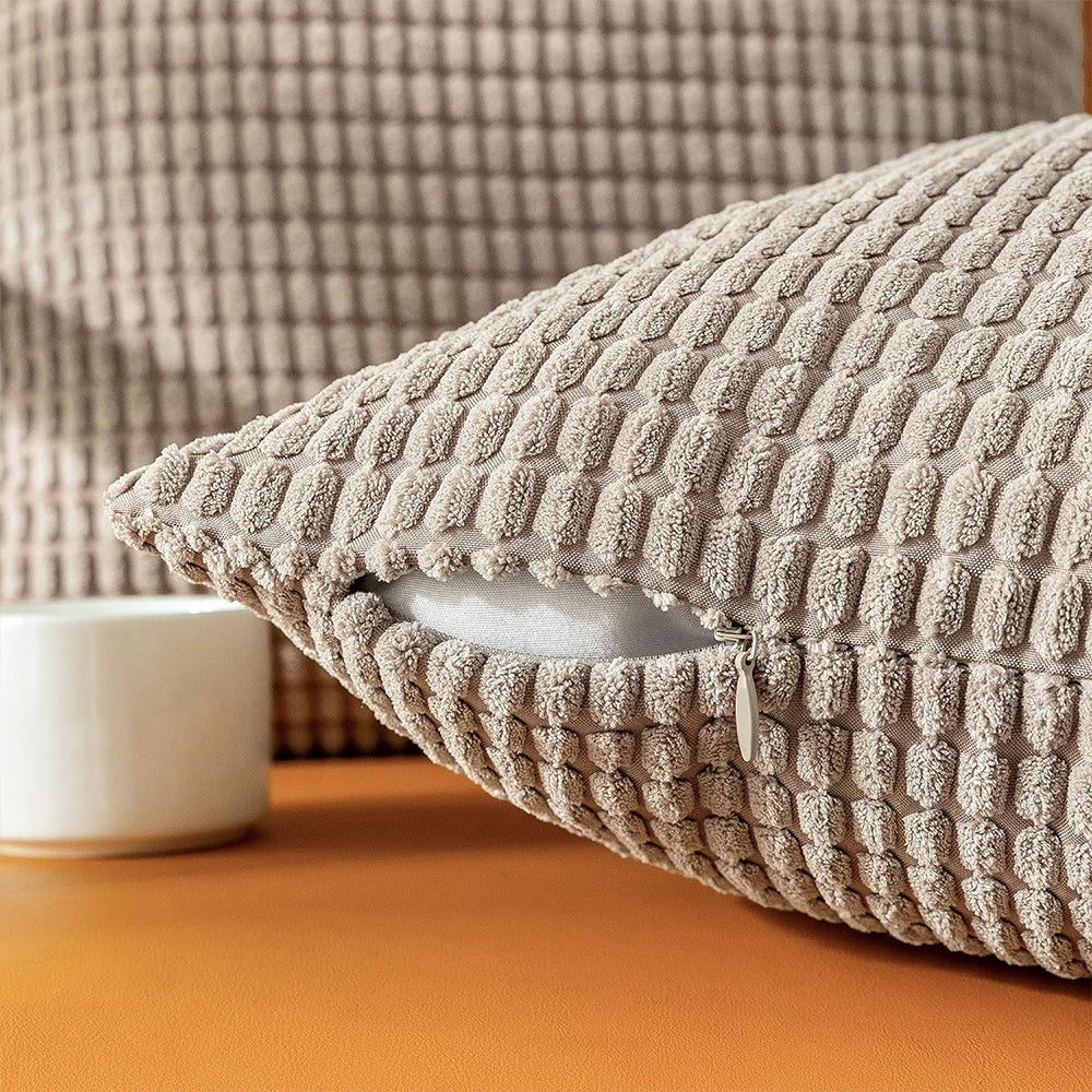 45x45cm Corduroy Cushion Cover Plush Lounge Pillow Case Home Decor Khaki