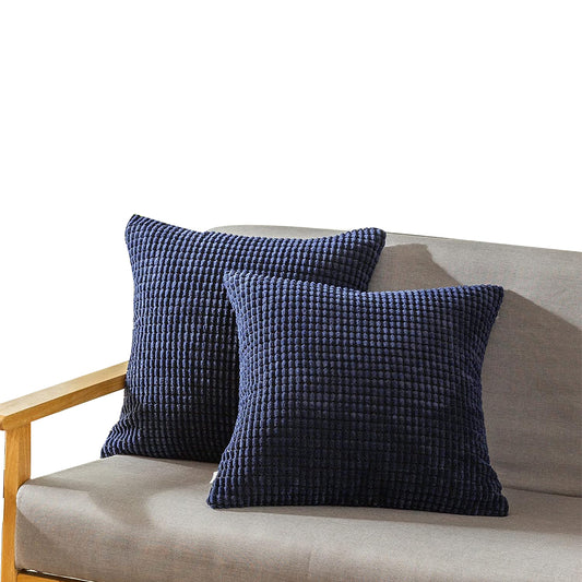 45x45cm Corduroy Cushion Cover Plush Lounge Pillow Case Home Decor Navy Blue