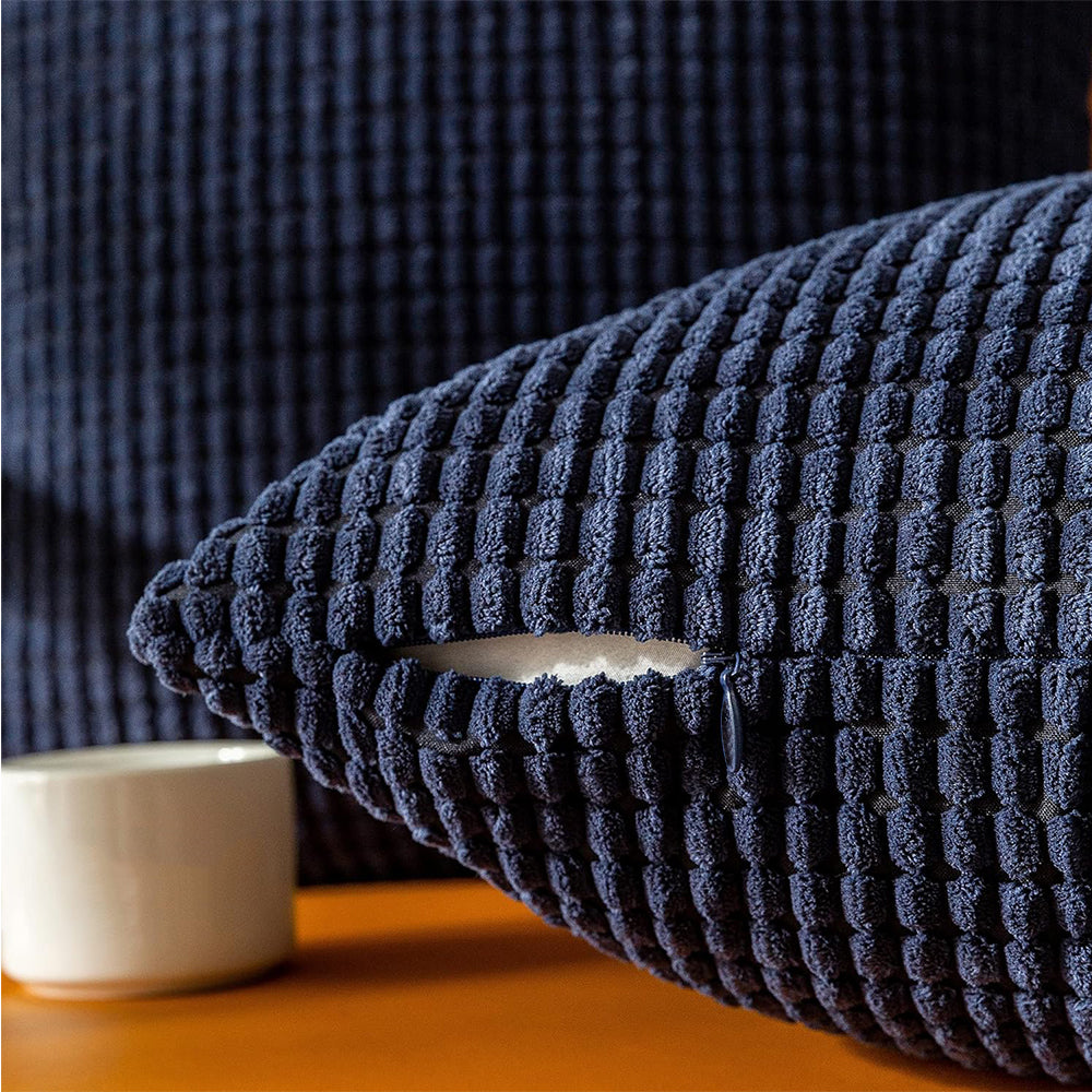 45x45cm Corduroy Cushion Cover Plush Lounge Pillow Case Home Decor Navy Blue