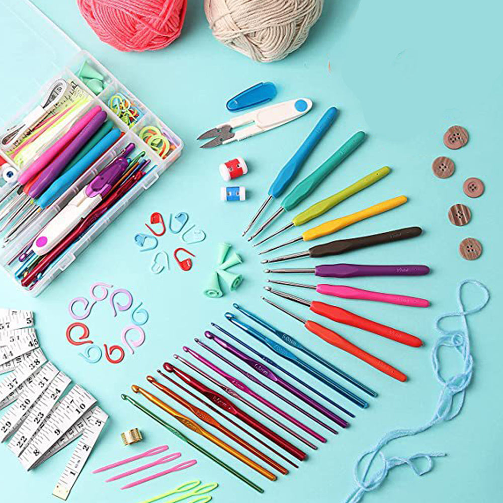 73Pcs Crochet Kit Knitting Starter with 15 Yarn Ball 21 Crochet Hooks Tote Bag