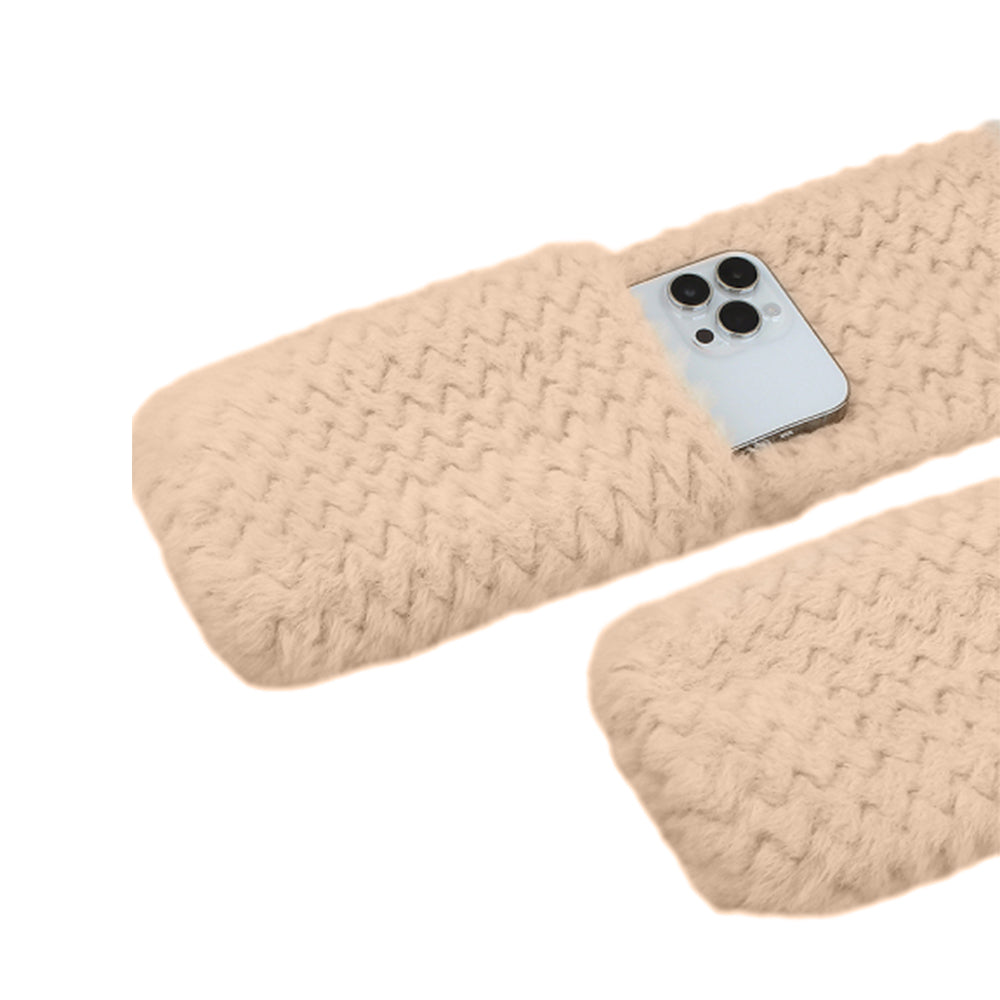 Women 3 in 1 Hooded Scarf Hat Gloves Winter Wind-Resistant and Warm Plush Hat