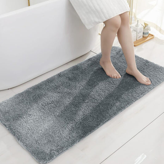 50x80cm Shaggy Bath Mat Ultra Soft Thick Fluffy Pile Non Slip Bathroom Rug Grey
