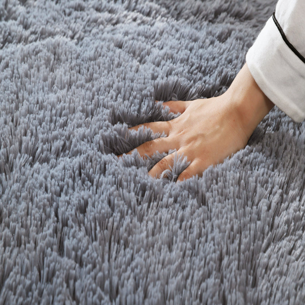 50x80cm Shaggy Bath Mat Ultra Soft Thick Fluffy Pile Non Slip Bathroom Rug Grey