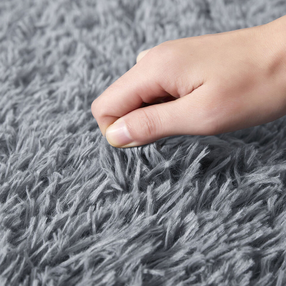 60x200cm Shaggy Bath Mat Ultra Soft Thick Fluffy Pile Non Slip Bathroom Rug Grey