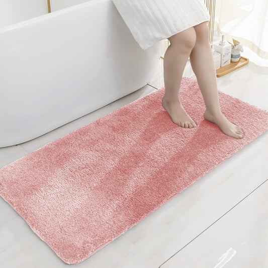 50x80cm Shaggy Bath Mat Ultra Soft Thick Fluffy Pile Non Slip Bathroom Rug Pink