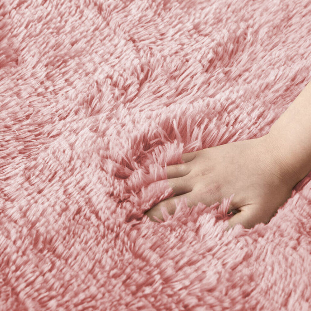 60x200cm Shaggy Bath Mat Ultra Soft Thick Fluffy Pile Non Slip Bathroom Rug Pink