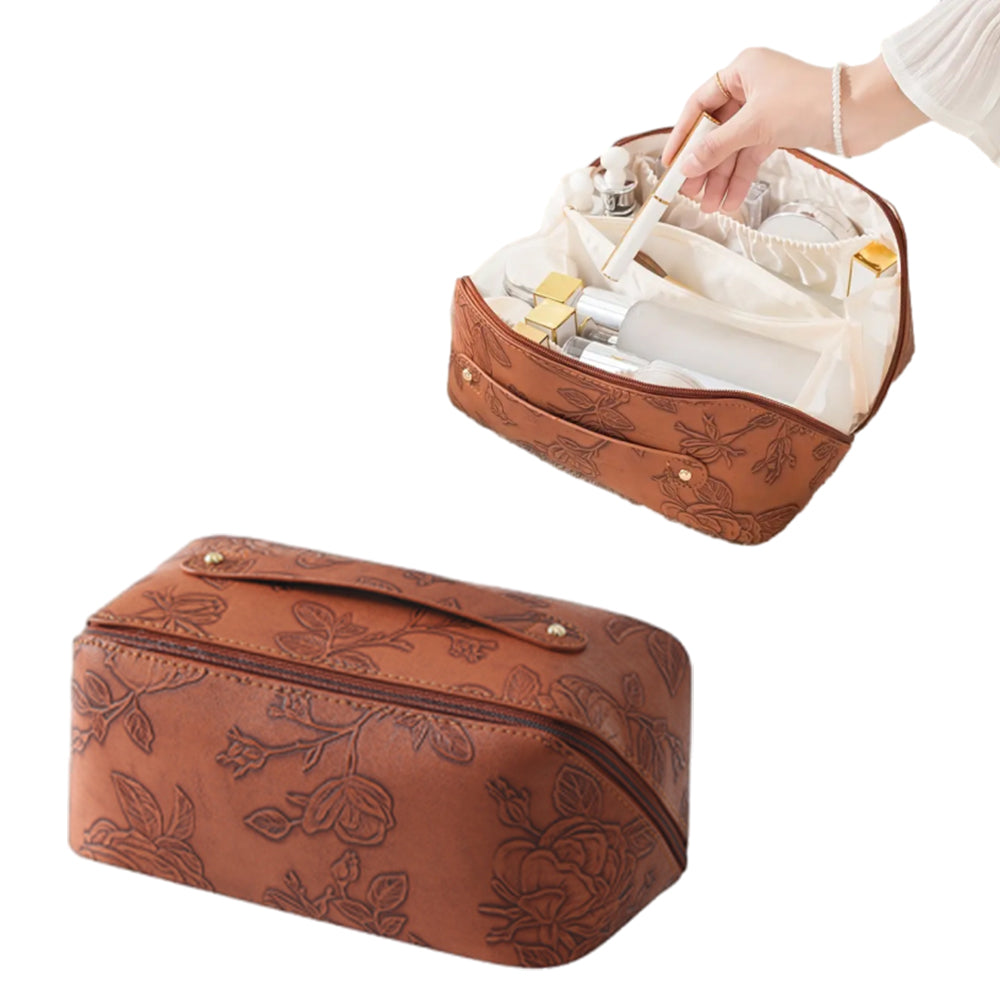 Travel Cosmetic Bag Large Capacity Makeup Organizer Bag Toiletry Bag Brown