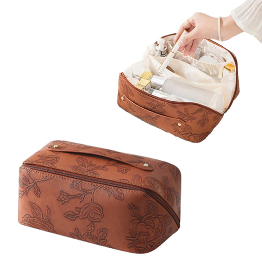 Travel Cosmetic Bag Large Capacity Makeup Organizer Bag Toiletry Bag Brown