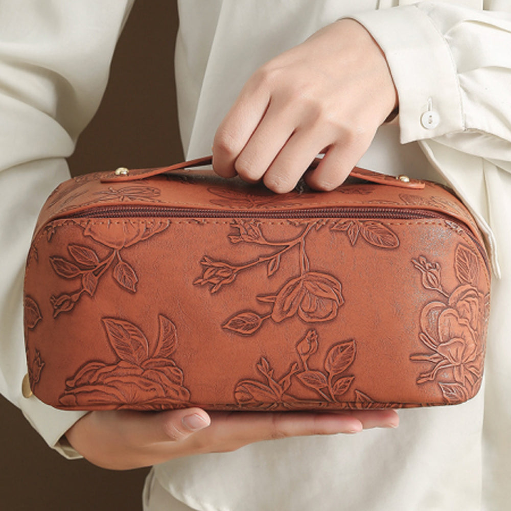 Travel Cosmetic Bag Large Capacity Makeup Organizer Bag Toiletry Bag Brown