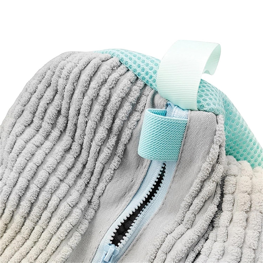 Reusable Mesh Laundry Bag with Zipper Chenille Shoe Wash Cleaning Bag Grey