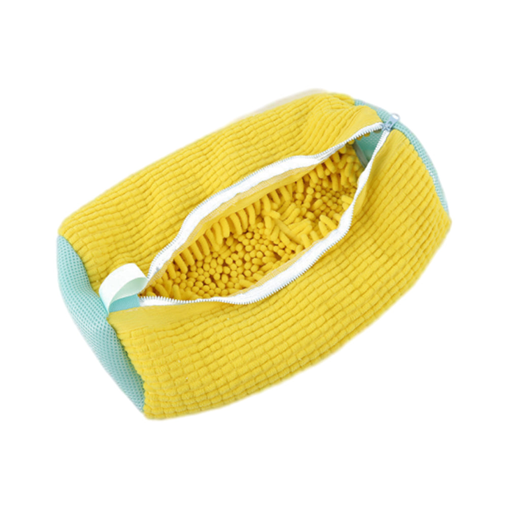 Reusable Mesh Laundry Bag with Zipper Chenille Shoe Wash Cleaning Bag Yellow