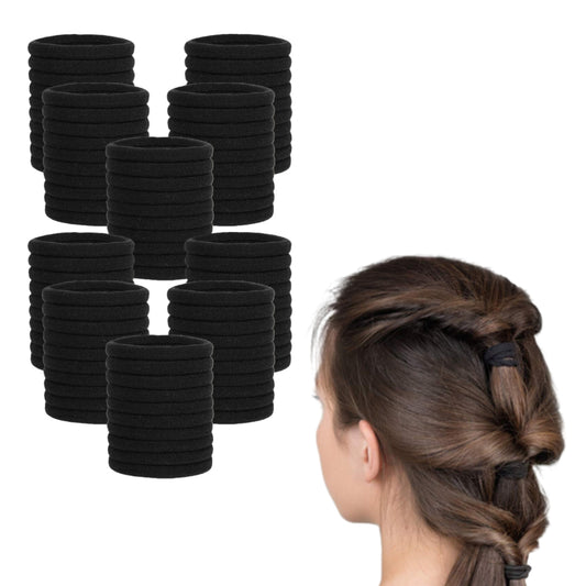 100Pcs Elastic Black Bands Hair Ties Ponytail Holders