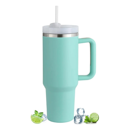 1200ML Stainless Steel Vacuum Insulated Tumbler Mug with Straw Lake Blue