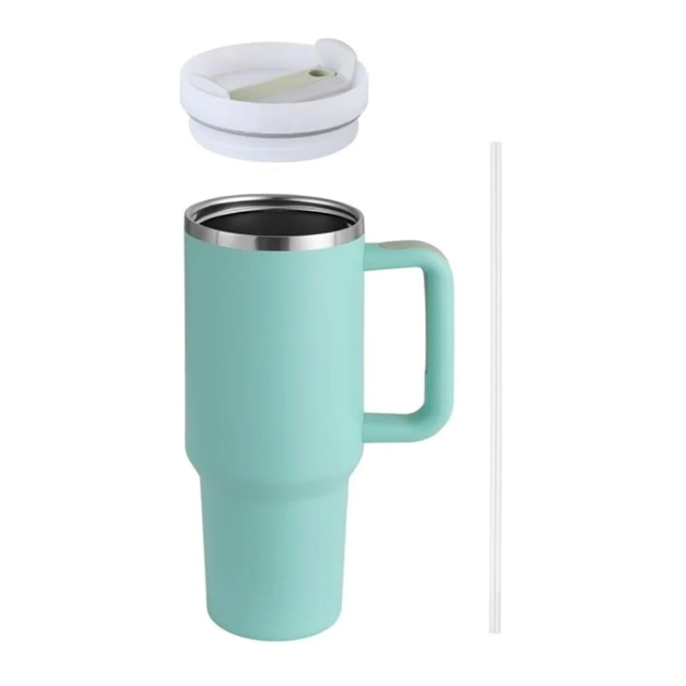 1200ML Stainless Steel Vacuum Insulated Tumbler Mug with Straw Lake Blue