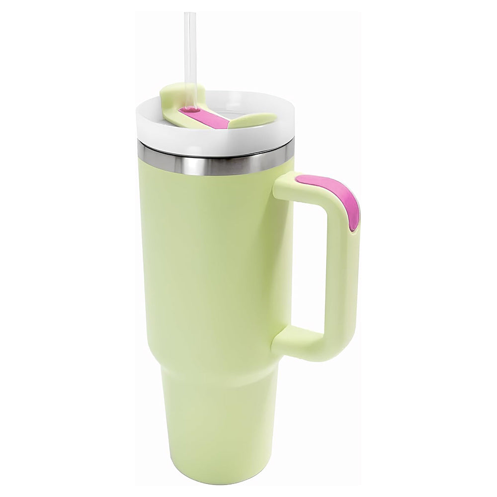 1200ML Stainless Steel Vacuum Insulated Tumbler Mug with Straw Light Green