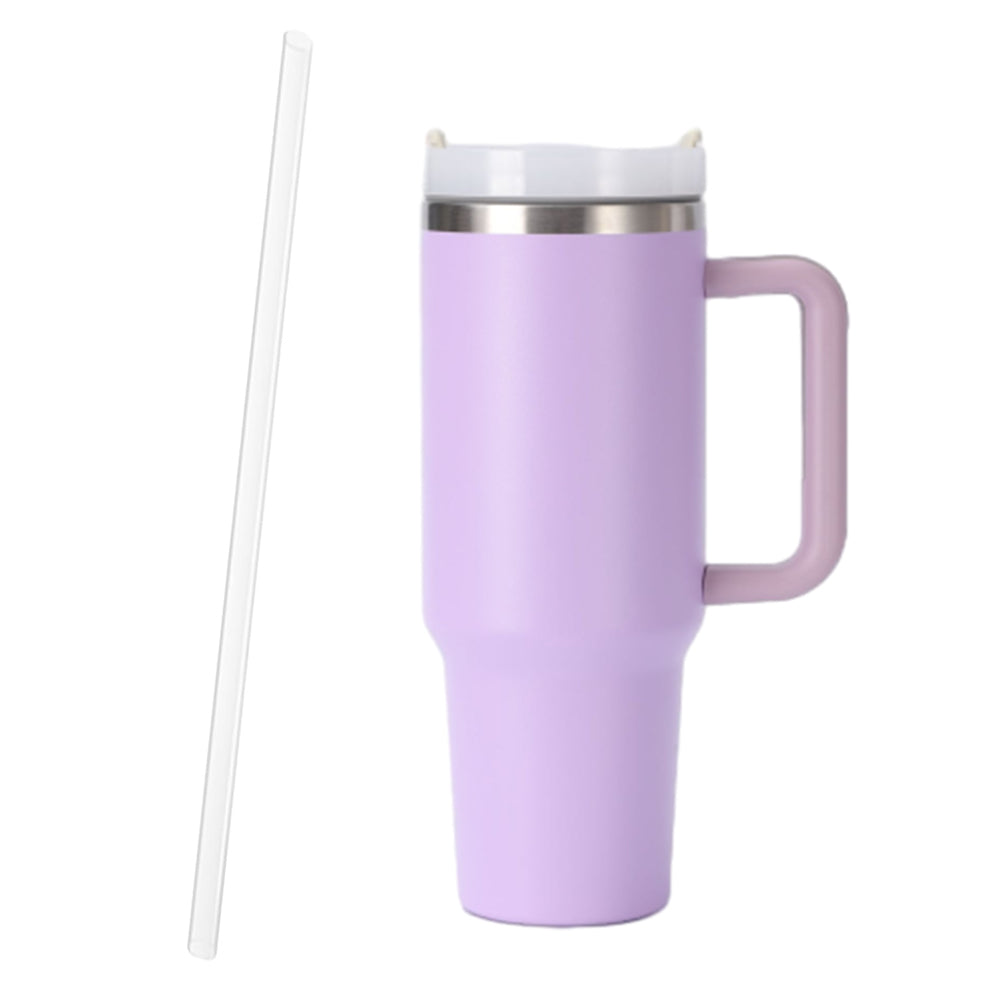 1200ML Stainless Steel Vacuum Insulated Tumbler Mug with Straw Light Purple