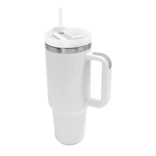 1200ML Stainless Steel Vacuum Insulated Tumbler Mug with Straw White
