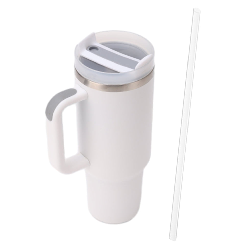 1200ML Stainless Steel Vacuum Insulated Tumbler Mug with Straw White