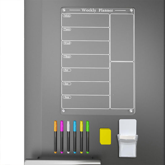 Clear Acrylic Weekly Meal Planner Magnetic Fridge Calendar Menu Board