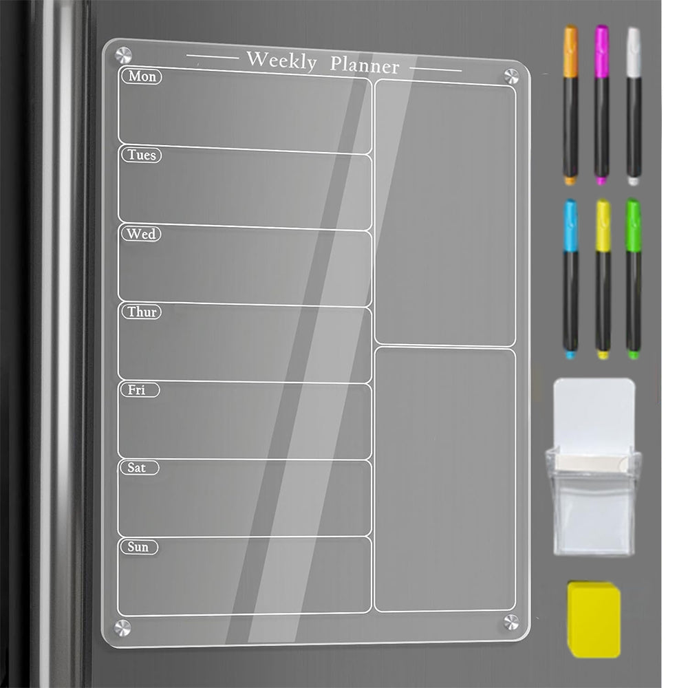 Clear Acrylic Weekly Meal Planner Magnetic Fridge Calendar Menu Board