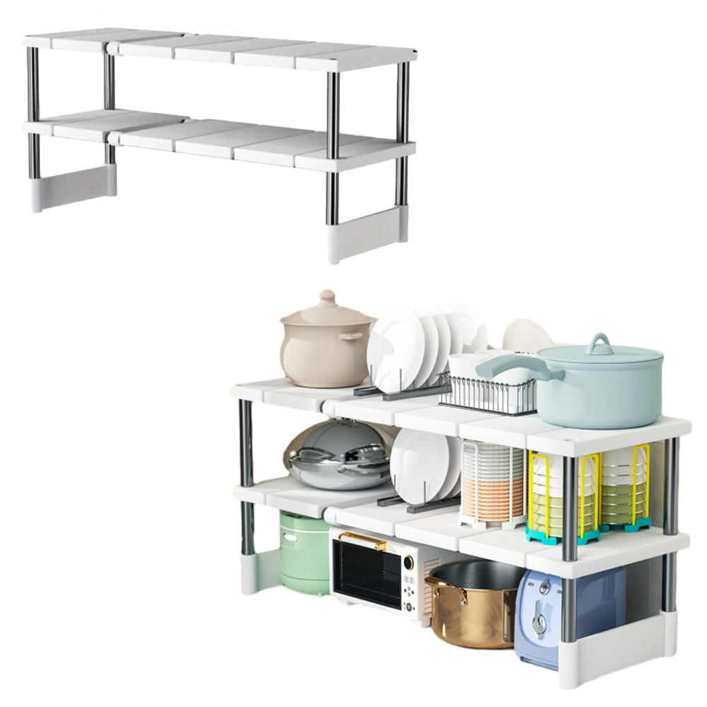 2-Tier Under Sink Organizer Detachable Adjustable Kitchen Shelf Cabinet Rack
