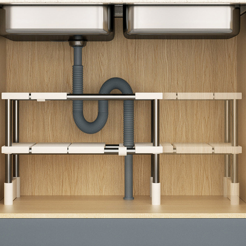 2-Tier Under Sink Organizer Detachable Adjustable Kitchen Shelf Cabinet Rack