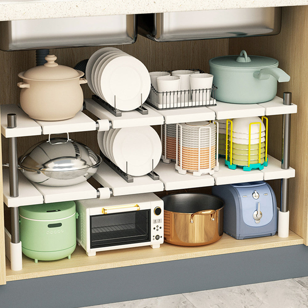 2-Tier Under Sink Organizer Detachable Adjustable Kitchen Shelf Cabinet Rack